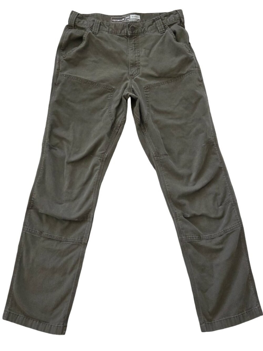 Carhartt Relaxed Fit Work Pants Mens 32x32 Khaki Green Canvas Rugged Flex